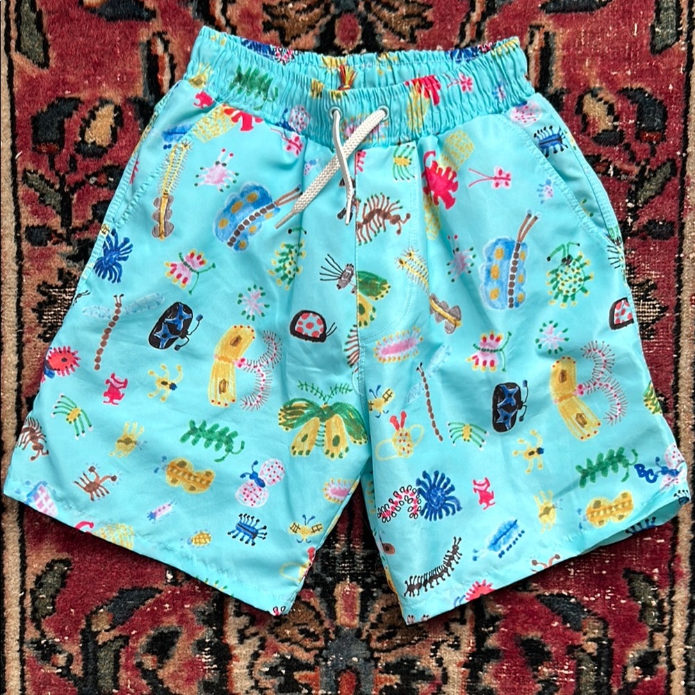 Bobo Choses Aqua Blue Printed Kids Swim Trunks